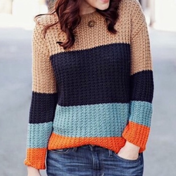 Anthropologie Sweaters - Anthro Sparrow Olaf Colorblock Striped Sweater